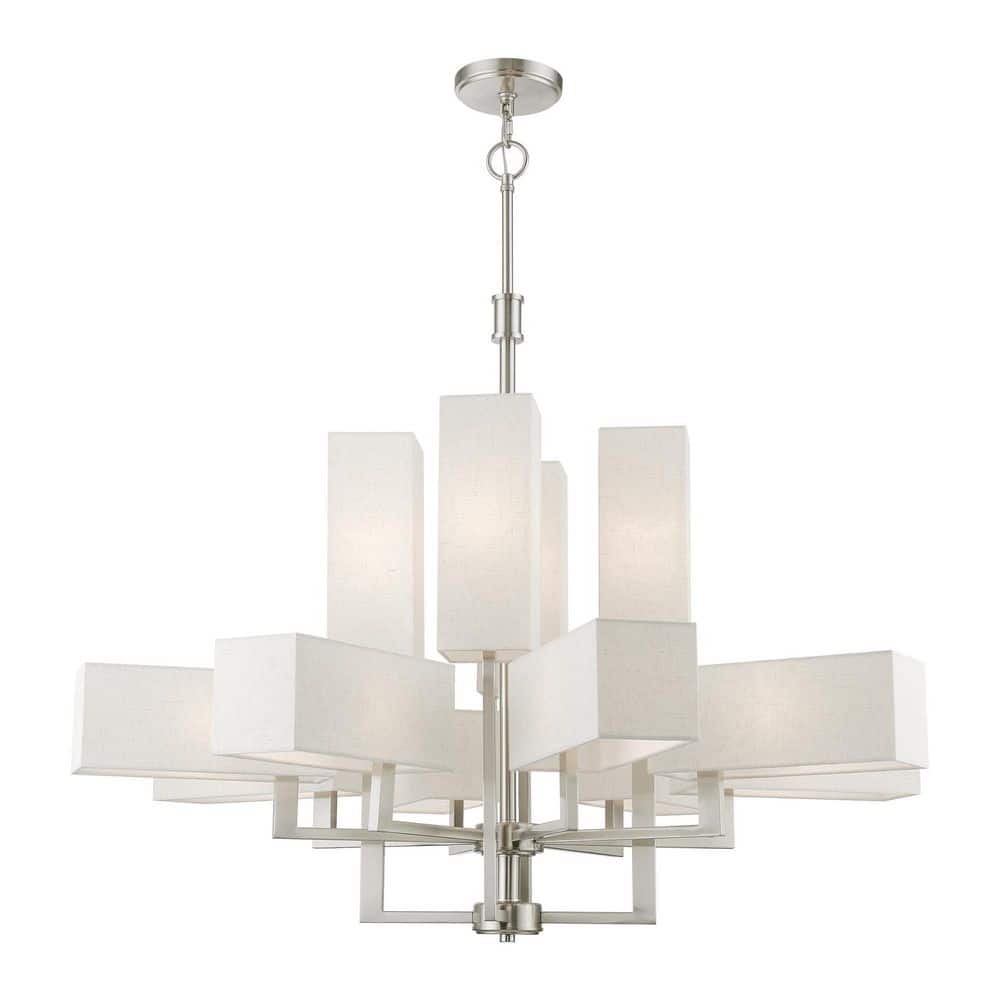 Elegant Brushed Nickel 12-Light Chandelier with Crystal Accents