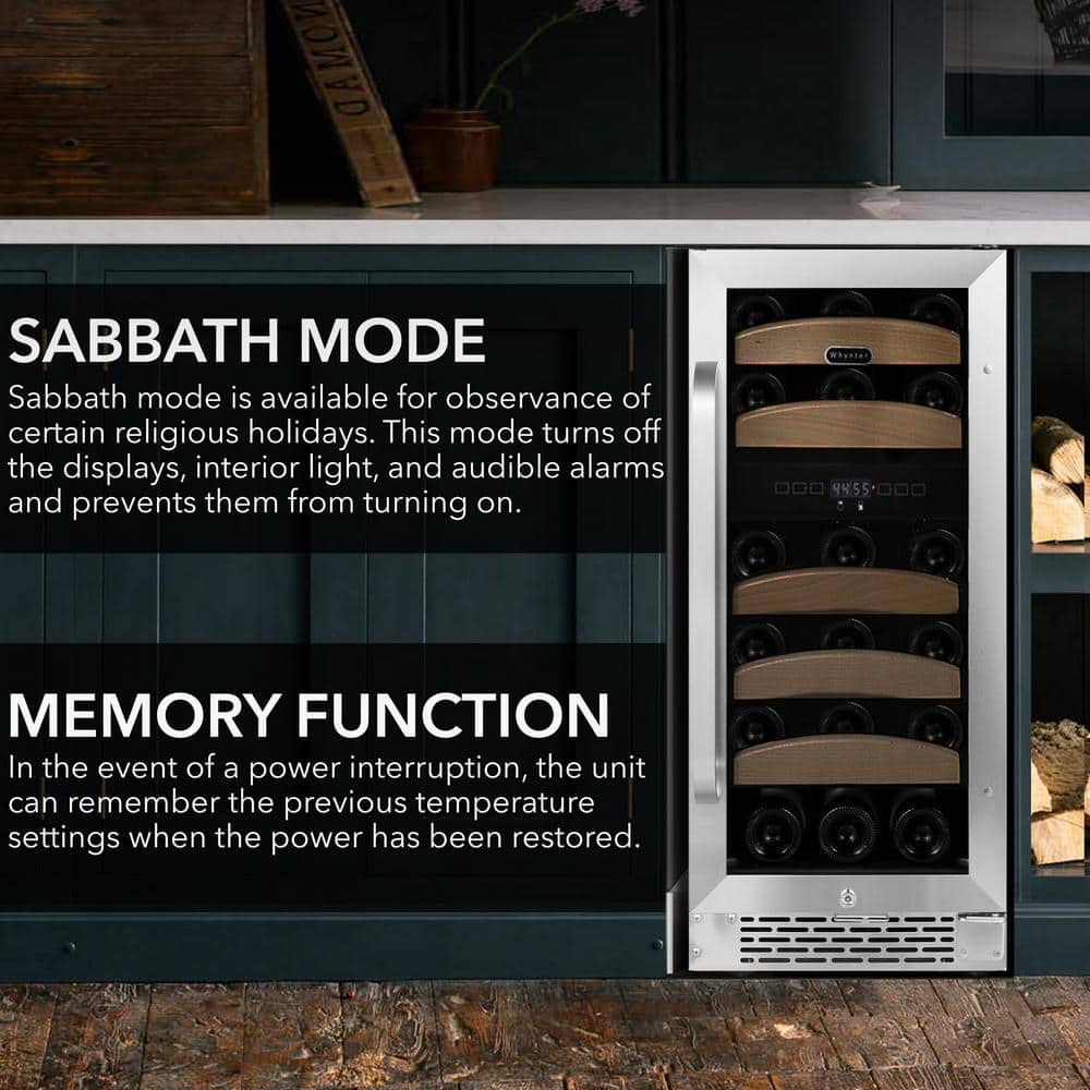 Elegant 28-Bottle Dual Zone Stainless Steel Wine Cooler with Wood Shelves