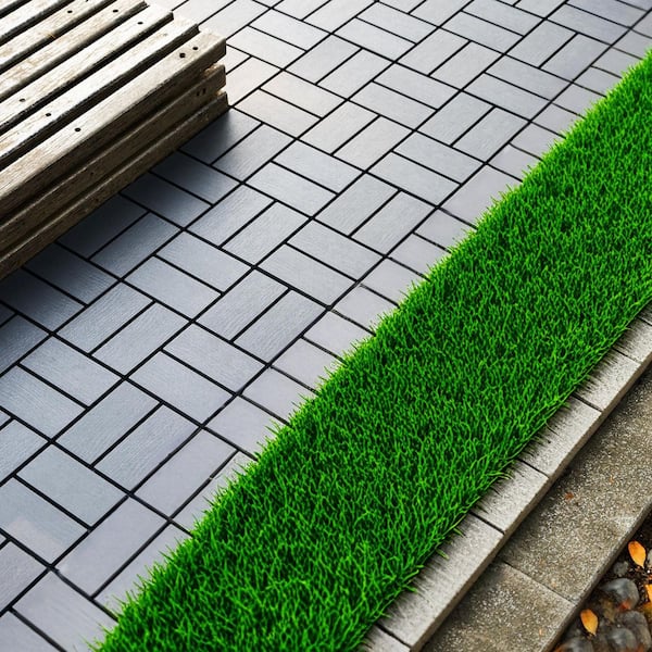 12 in. x 12 in. Dark Gray PVC Plastic Interlocking Decking Tiles
