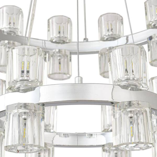 PAKOKULA Modern 36-Light Chrome Finish 2-Tier Wagon Wheel