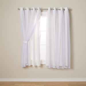 Talia Winter White Solid Lined Room Darkening Grommet Top Curtain, 52 in. W x 63 in. L (Set of 2)