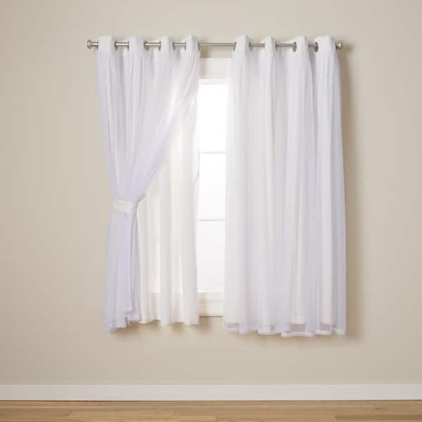 EXCLUSIVE HOME Talia Winter White Solid Lined Room Darkening Grommet Top Curtain, 52 in. W x 63 in. L (Set of 2)