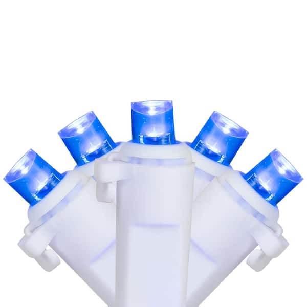 Set of 50 Blue LED Wide Angle Christmas Lights - White Wire