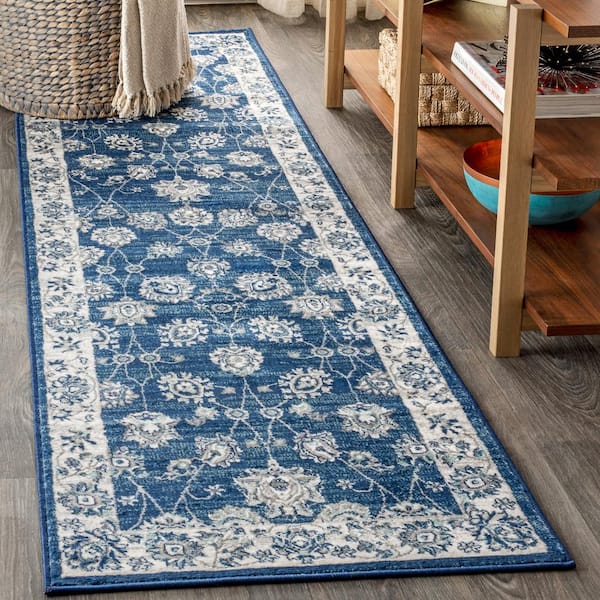 JONATHAN Y Modern Persian Vintage Moroccan Traditional Navy/Light Grey 2 ft. x 8 ft. Runner Rug