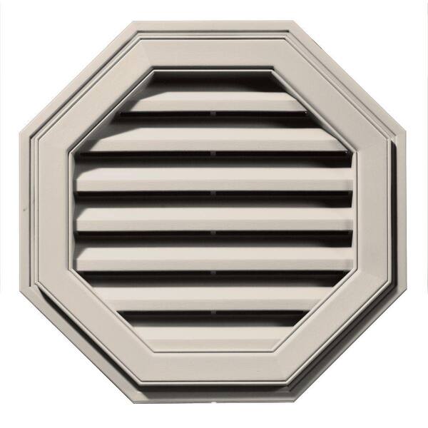 Builders Edge 22 in. x 22 in. Octagon Brown/Tan Plastic Built-in Screen Gable Louver Vent