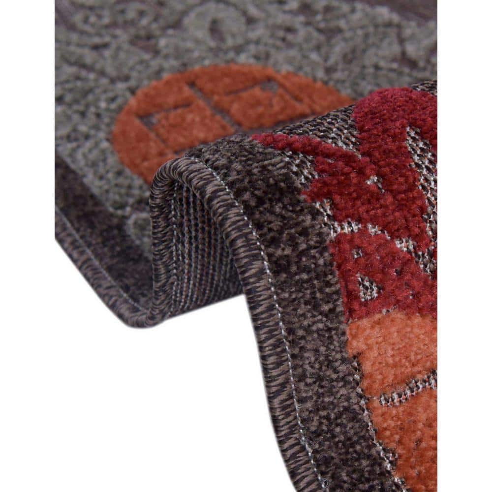 Reversible Rectangular Outdoor Rug in Brown and Gray, Synthetic 5'x8'