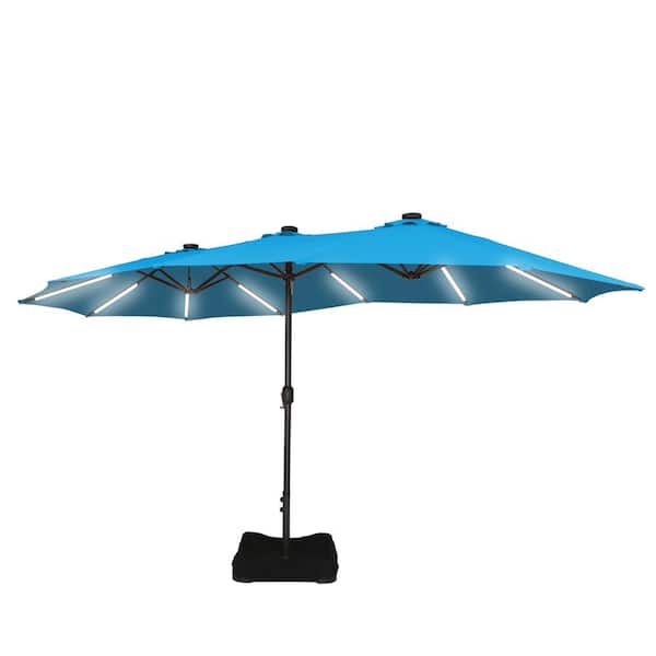 Kadehome 15 ft. Market Solar Ultra Light Patio Umbrella in Turquoise