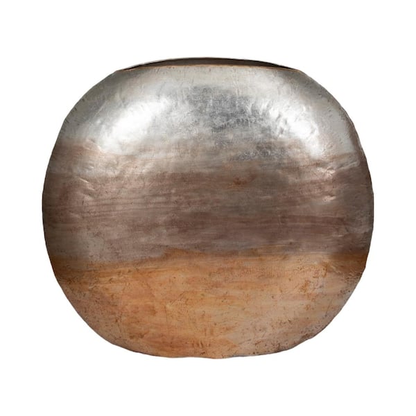42 in. Silver Metal Round Oversized Ombre Decorative Vase