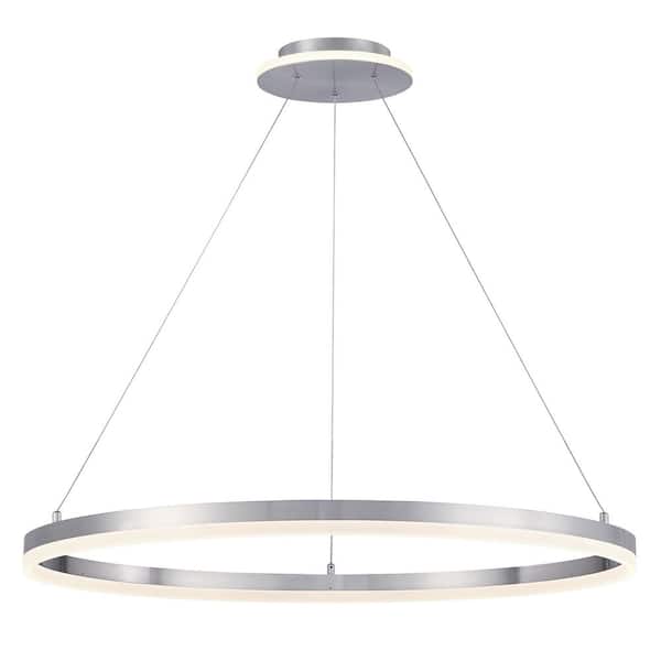 George Kovacs Recovery 250-Watt Equivalence Integrated LED Brushed Nickel Circular Pendant with Frosted Acrylic Shade