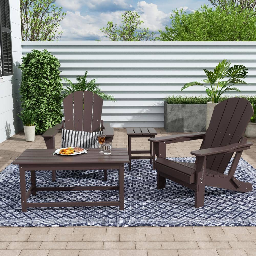 Dark Brown HDPE 4-Piece Outdoor Adirondack Seating Set