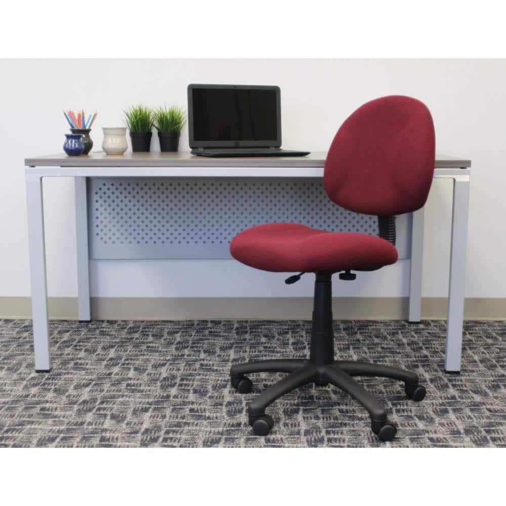 Burgundy Ergonomic Armless Fabric Office Chair