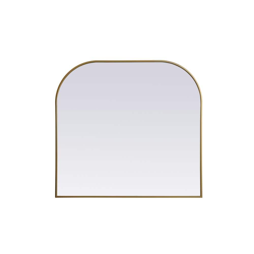 Simply Living 40 in. W x 38 in. H Arch Metal Framed Brass Mirror