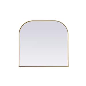 Simply Living 38 in. W x 40 in. H Arch Metal Framed Brass Mirror