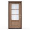 JELD-WEN 36 in. x 80 in. 1-Panel Left Hand Inswing 6-Lite Clear Warm Toffee Fiberglass Prehung Front Door with Brickmould AC-607-RP-SD6-WT-LH