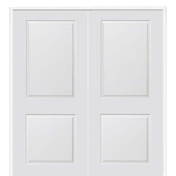 MMI Door 60 in. x 80 in. Smooth Carrara Both Active Solid Core Primed Molded Composite Double Prehung Interior Door