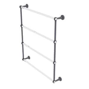 Pacific Beach 4-Tier 30 in. Ladder Towel Bar with Groovy Accents in Matte Gray