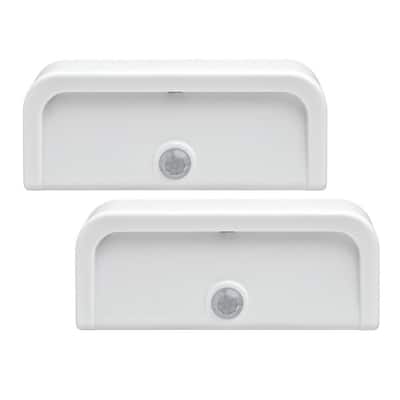 Indoor Battery Powered Motion Activated LED Mini Stick Anywhere Night Light, White (2-Pack)