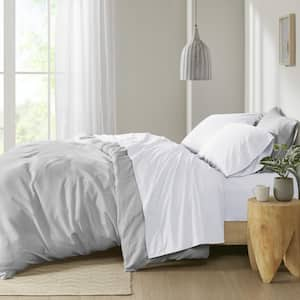 White Full 200 Thread Count Relaxed Cotton Percale Sheet Set