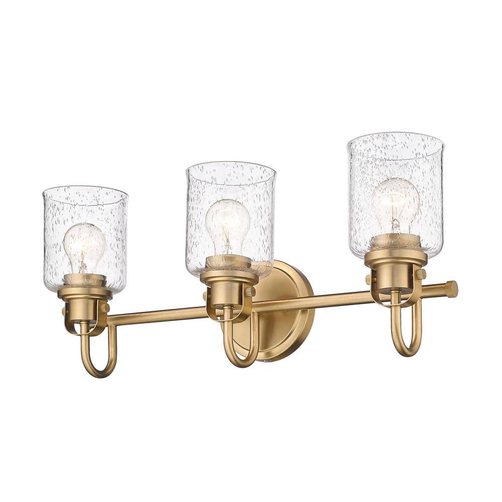 Kinsley Urban Gold 3-Light Vanity with Seeded Glass