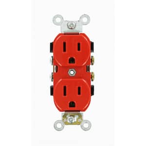 15 Amp 125 V Industrial Grade Duplex Outlet/Receptacle, Red (1-Pack) 05242-R