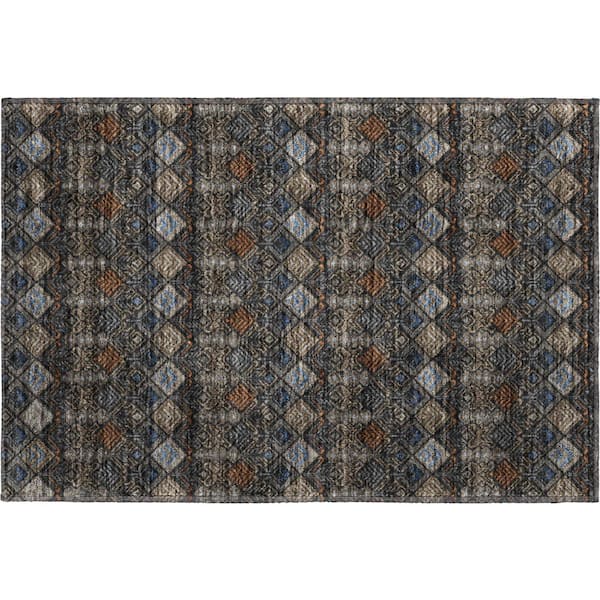Mayfield Premium Machine Washable Abstract AMF2487 Black 2 ft. x 3 ft. Accent Rug