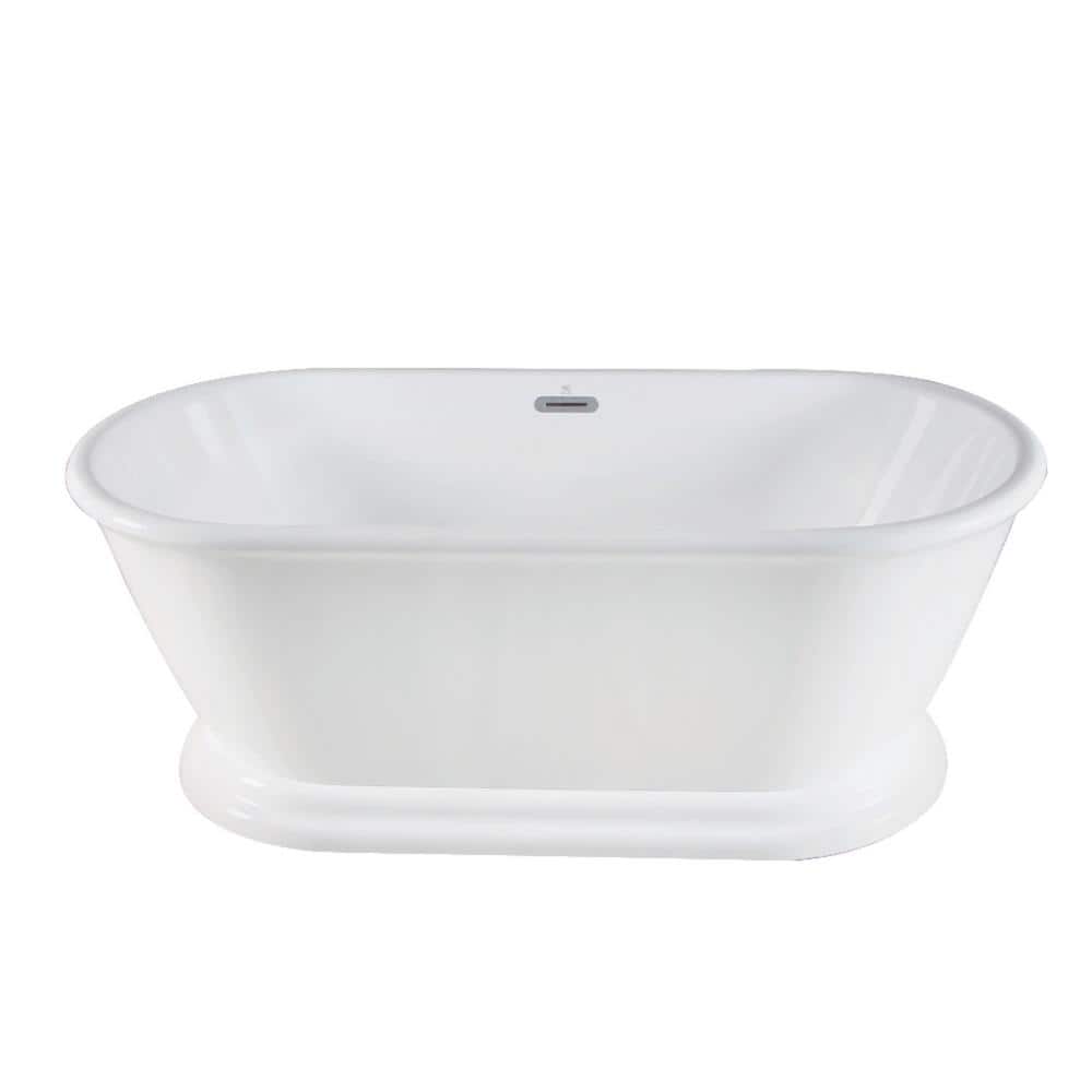 Lindsay 60 in. Acrylic Double Ended Pedestal Flatbottom Freestanding Bathtu