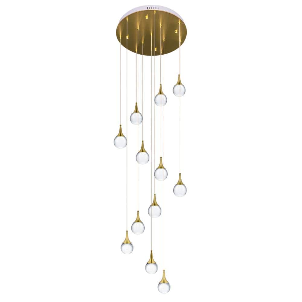 12-Light Modern Crystal Staircase Chandelier, Gold Multi-Pendant LED Hanging Light for Foyer and High Ceilings price history on PriceWatchPro