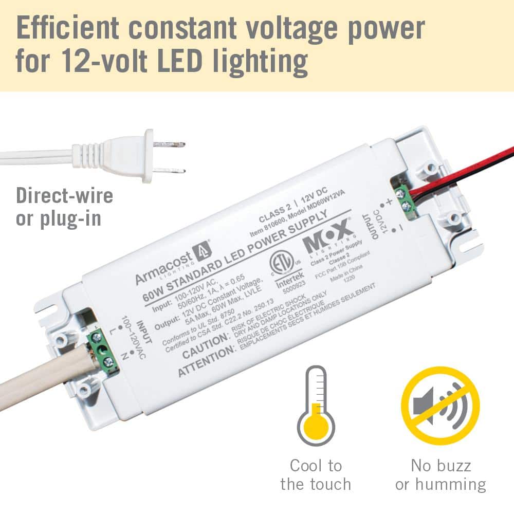 White 60-Watt 12-Volt LED Power Supply Transformer