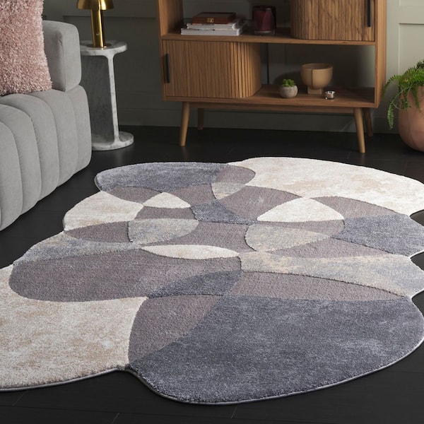Contour 5 ft. x 8 ft. Gray/Ivory Geometric Abstract Area Rug