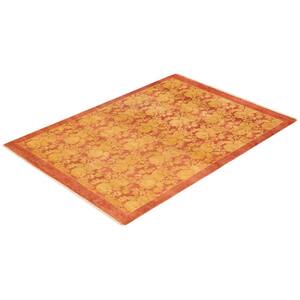 Mogul One-of-a-Kind Traditional Pink 4 ft. 0 in. x 5 ft. 10 in. Abstract Area Rug