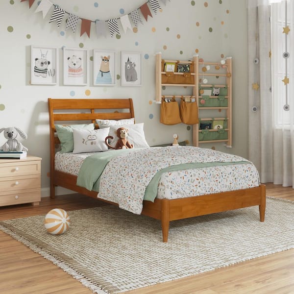 AFI Savannah Light Toffee Natural Bronze Solid Wood Frame Twin Low Profile Platform Bed