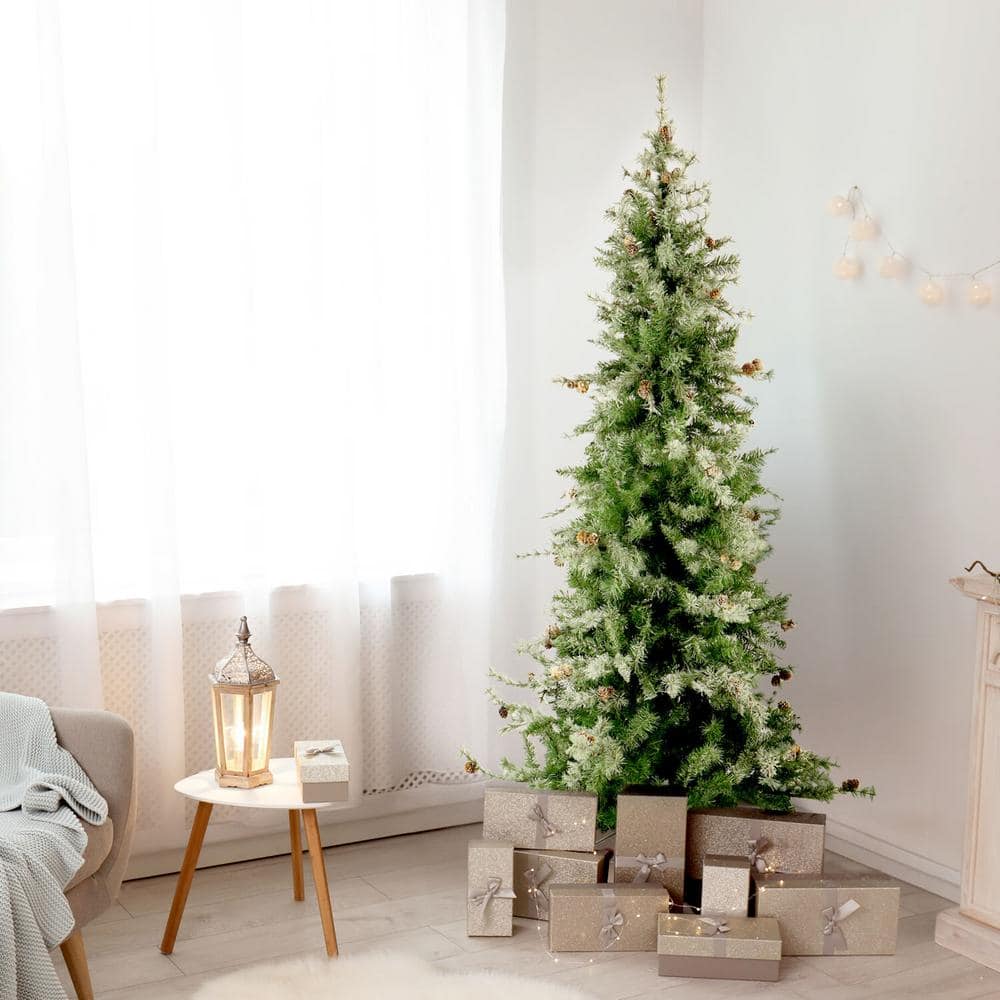 Buffalo Fir 6.5 Ft Slim Artificial Christmas Tree with Multicolor LED Lights