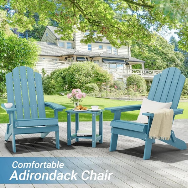 Mximu Blue Plastic Outdoor Weather-Resistant Folding Adirondack