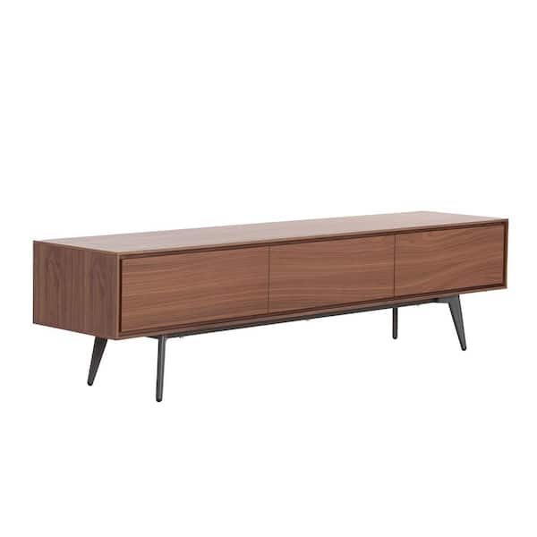 sumyeg 70 in. Walnut Wood Mid-Century Media TV Console TV Stand with Storage Drawers Fits TV's up to 78 in.