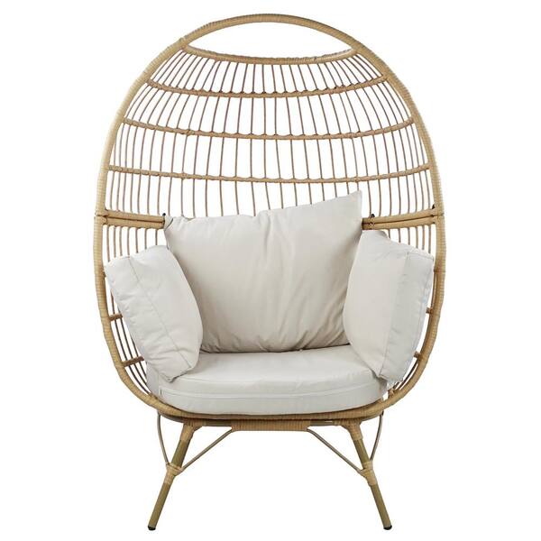 Alpine Corporation Tan Resin Wicker Egg Chair with Cushions