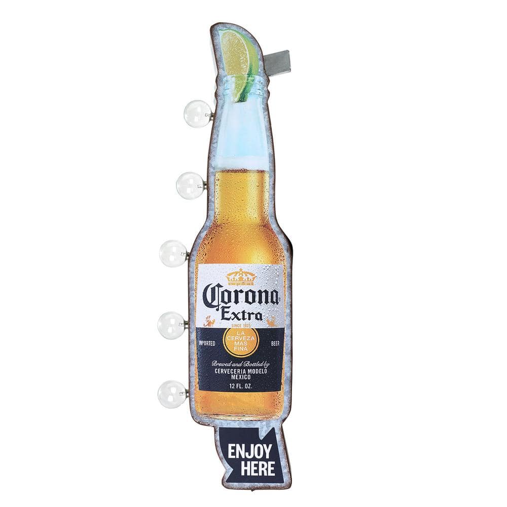 American Art Decor Metal Corona Extra LED Marquee Sign: Vintage Style, Double-Sided, Battery Operated