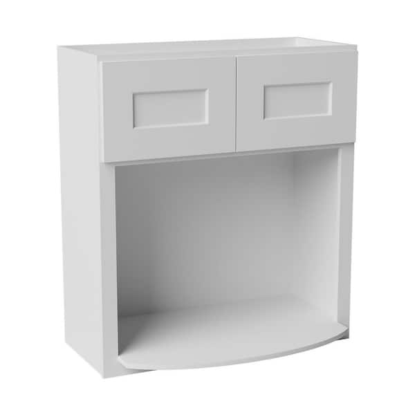 27 in. W x 17 in. D x 30 in. H Ready to Assemble Solid Wood Shaker Microwave Wall Kitchen Cabinet in White