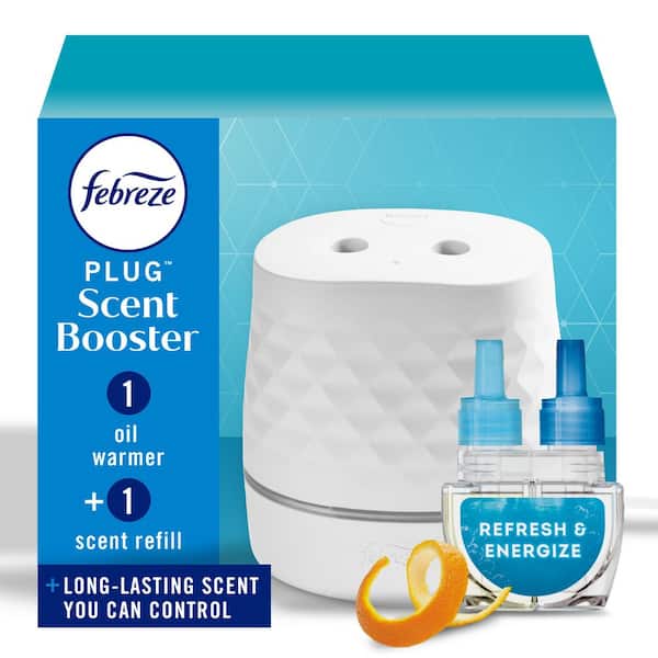 Plug Scent Booster Oil Warmer and Plug-In Air Freshener Starter Kit (1-Oil Warmer and 1-Plug Refill)