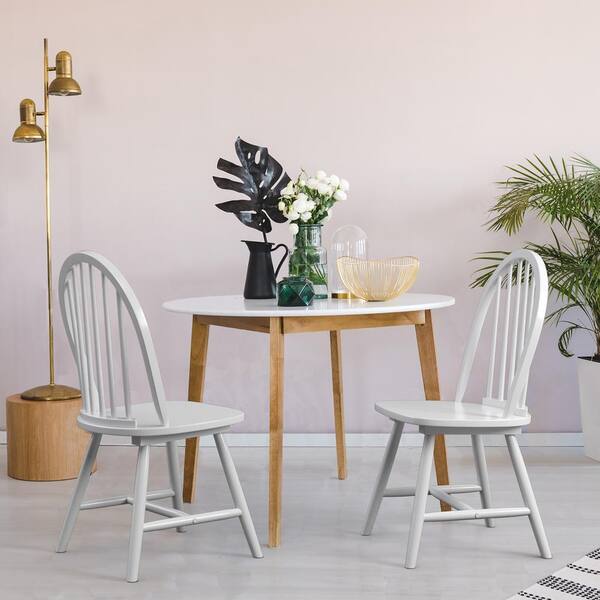 Costway White Vintage Windsor Dining Side Chair Wood Spindleback