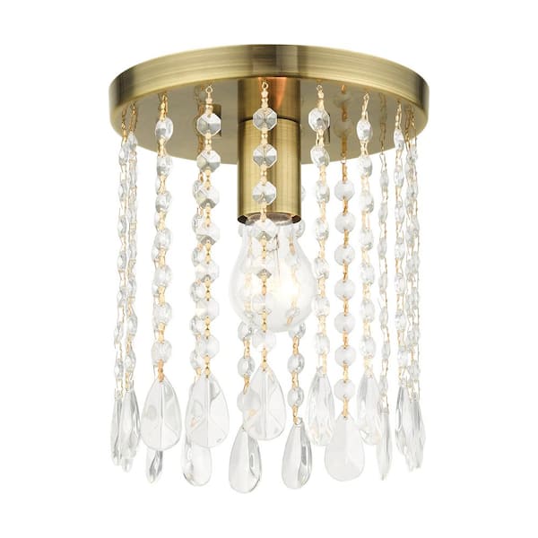 Livex Lighting Elizabeth 1 Light Antique Brass Petite Flush Mount