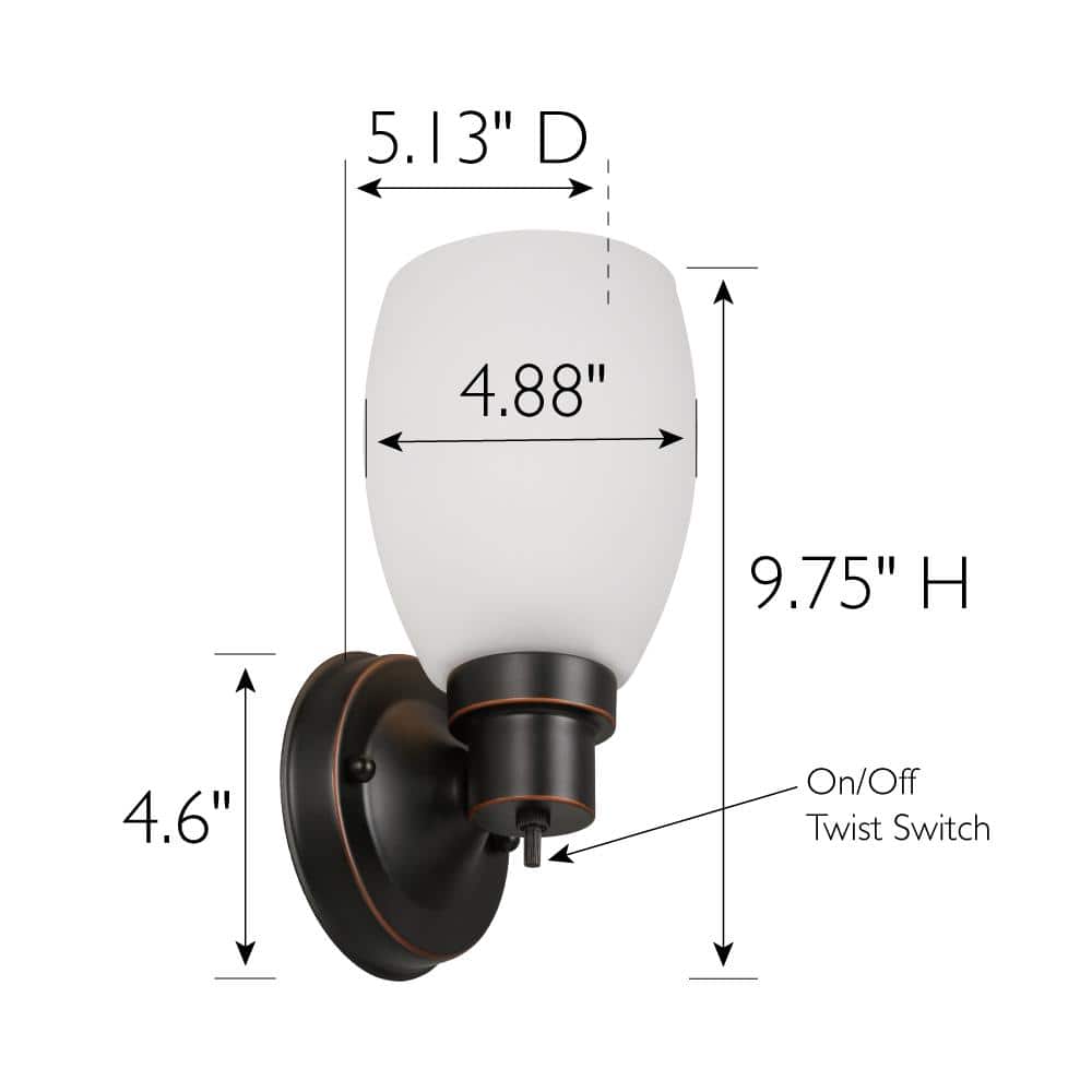 Oil Rubbed Bronze Wall Light with Frosted Glass Shade