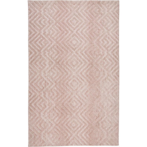HomeRoots Pink and Ivory Geometric 8 ft. x 10 ft. Area Rug