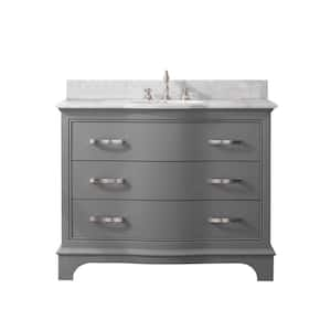 Monroe 42 in. W x 22 in. D x 34 in. H Bath Vanity in Gray with White Marble Top with White Sink