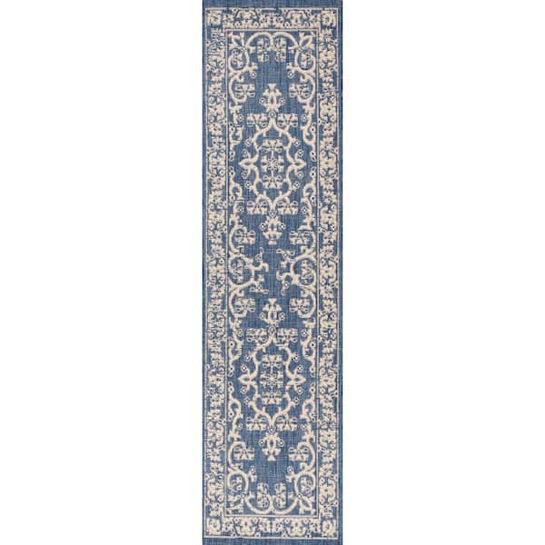 Galon Filigree Blue/Beige 2 ft. x 8 ft. Indoor/Outdoor Runner Rug