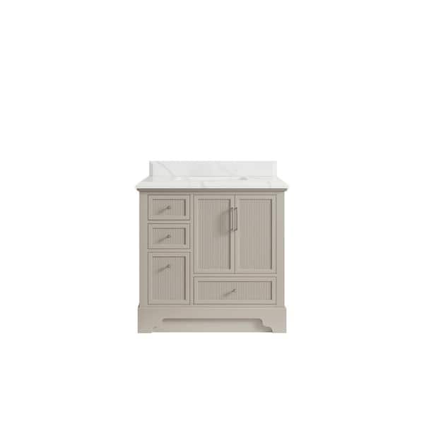 Willow Collections Alys 36 in. W x 22 in. D x 36 in. H Single Sink Bath Vanity Center in Fine Grain with 1.5 in. Calcutta Laza Qt. Top