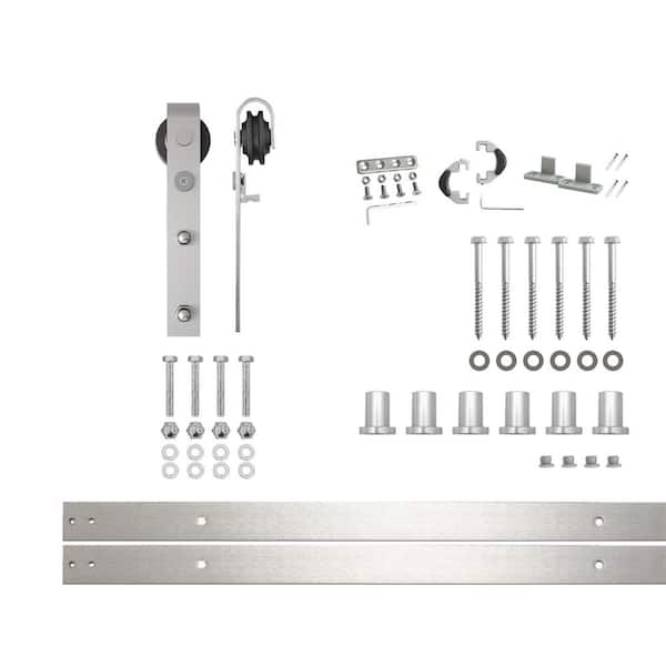 HOMACER 9 ft./108 in. Brushed Nickel Non-Bypass Sliding Barn Door Track and Hardware Kit for Single Door