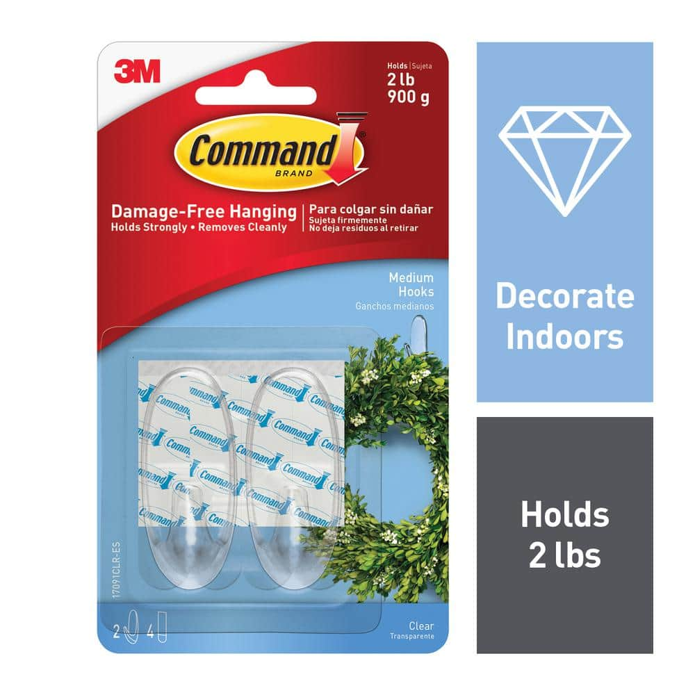 Command Medium Cabinet Organizer, 2-packages, Holds 2 lbs, Decorate  Damage-Free, Clear (HOM14CLR-ES)