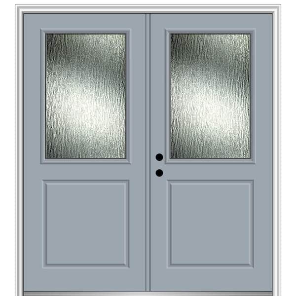 MMI Door 64 in. x 80 in. Right-Hand/Inswing Rain Glass Storm Cloud Fiberglass Prehung Front Door on 6-9/16 in. Frame