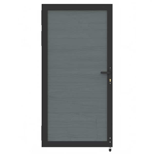 New Version Privacy 3 ft. W x 6 ft. H Aluminum Frame Fence Gate Gray Composite Panel with Security Lock System