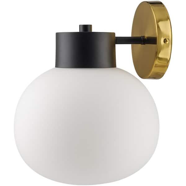 Petit PTT-001 9 in. L x 10 in. W x 10 in. H, Black/Brass, Wall Sconce